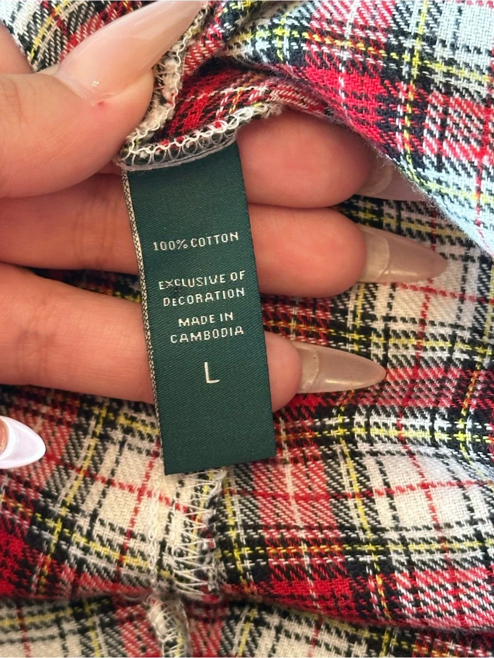 Lauren Ralph Lauren Burgundy and White Plaid Button-Front Pajama Set